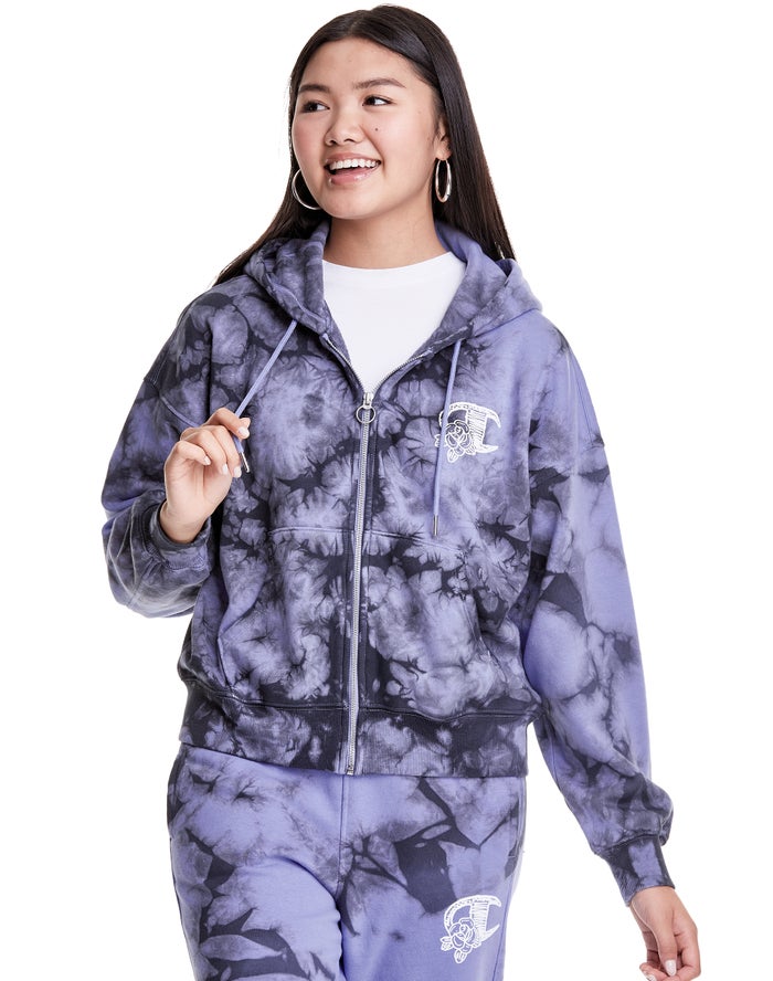 Champion Hoodie Dames - Paars - Galaxy Dye Full Zip Boxy C Flower Logo ( 276540-YSV )